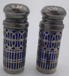 Vintage GODINGER Cobalt & Silverplate salt and pepper shaker set - Picture 1 of 5