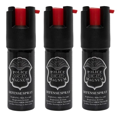3 PACK Police Magnum pepper spray 1/2oz unit safety lock self defense security