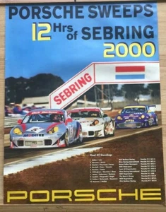 Original Porsche Vintage Racing Poster 40 X 30” Sebring 12 Hours Race 2000 - Picture 1 of 3