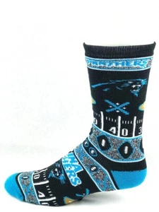 Calcetines de fútbol americano azul y negro súper fanático Deuce crew Carolina Panthers - Imagen 1 de 2