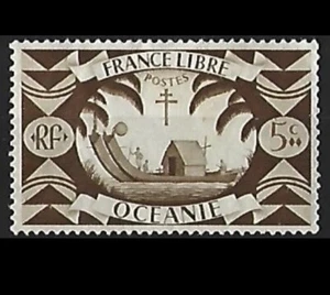 1942 - French Oceania London Issue Ancient Double Canoe 5c  MH SG#147 - Picture 1 of 1