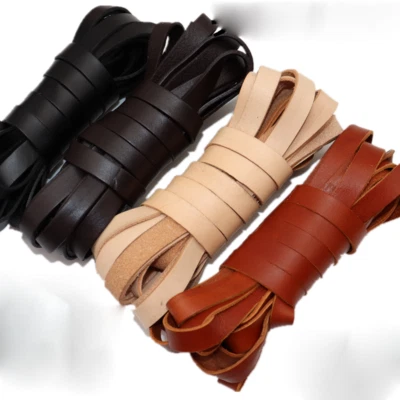 Cinta plana de cuero real 5M correa de cordón de cuero de vaca cinta recorte de costura· manualidades de bricolaje Foto 1 de 4