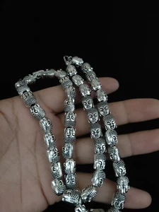 Exquisite copper tibet silver carved Sakyamuni buddha head bracelet Necklace - Picture 1 of 9