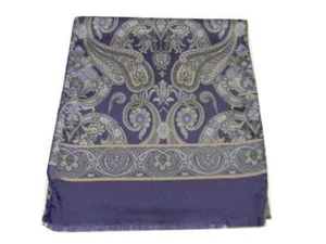 Bufanda Azul Hombre Seda Estampado Dibujos Cachemira Producto Italiano Largo X - Imagen 1 de 1