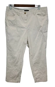 Pantalone chino donna Lands End crop taglia 14 avorio vita media bianco sporco 100% cotone - Foto 1 di 12