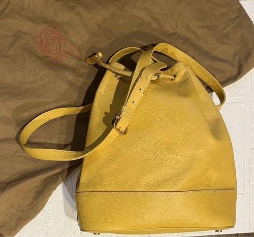 Borsa a tracolla LOEWE Anagram a 2 vie cordini pelle gialla 11