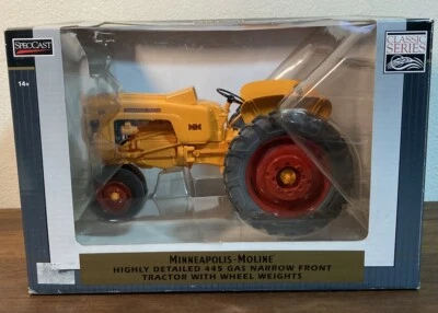 1/16 SpecCast Minneapolis Moline 445 Narrow Front Gas Tractor W/Wheel WeightsNIB - Image 1 of 4
