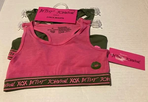 NWT Betsey Johnson. XOX Girls 2 pk Bralettes Olive Pink S 6 6X SR$20 - Picture 1 of 4
