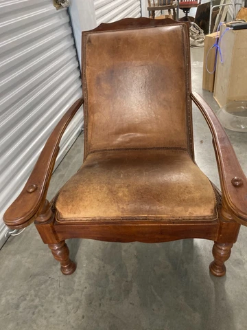 Anglo-Indian   Leather Plantation Armchair Cover