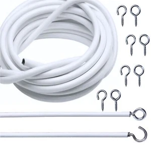 10ft Curtain Wire 3 Meter White Curtain Wire Hanging Cord Cable Kit - Picture 1 of 6