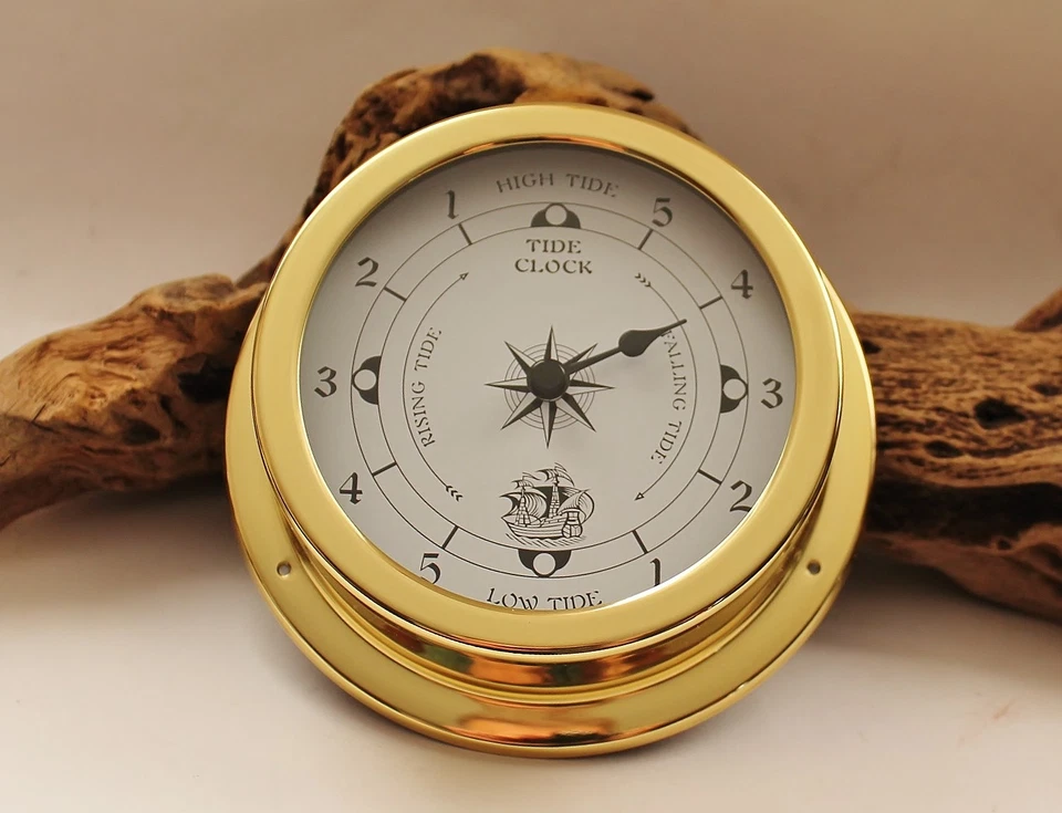 Angebot Tidenuhr / Gezeitenuhr  im Bullauge Ø ca. 10 cm Ø Skala ca. 6 cm Messing - Bild 1 von 1