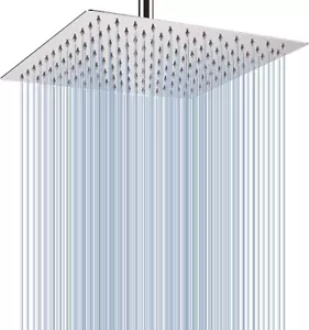 12'' Shower Head Rainfall High Pressure Chrome Powerful Energy Water Saving Squa - Picture 1 of 9