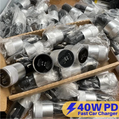 Lote a Granel 40W Dual USB-C Carregador Rápido de Carro Tipo-C Carregador Para iPhone iPad/Samsung - Imagem 1 de 4