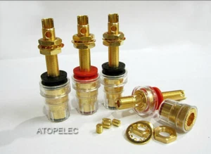 4pcs CMC 858-LU-G 24K Gold Plated Speaker AMP Binding Post Socket Banana Jack - Picture 1 of 2