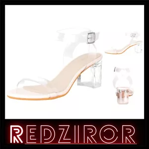 Comfortable Open Toe Clear Heels with 2.2 Inch Block Heels for Everyday Elegance - Picture 1 of 9