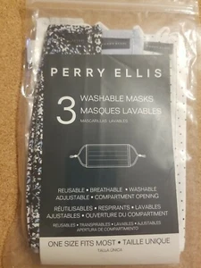3 pack Perry Ellis Reusable Face Masks Breathable adjustable washable Adult - Picture 1 of 5