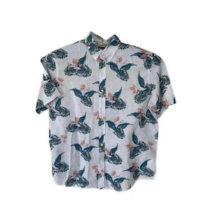 Chaps Collared Button Shirt Men’s Sz XXL Tropical Linen Short Sleeve Blue Multi - Picture 1 of 8