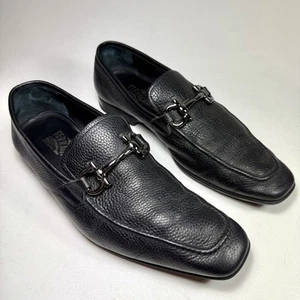Chaussures Salvatore Ferragamo homme pointure 10,5 mocassin mors cuir grainé noir Italie - Photo 1/17