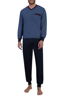 GÖTZBURG Herren Pyjama - Männer Schlafanzug - blau bedruckt - Baumwolle - Single - Bild 1 von 4