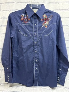 Men's Vtg 70s Rocking K Ranchwear Kennington Pearl Snap Embroidered Shirt Medium - Picture 1 of 12
