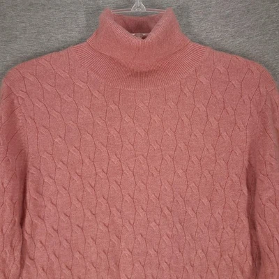 Madison Studio Sweater Womens XL Pink Cashmere Turtleneck Cable Knit Pullover - Image 1 of 4