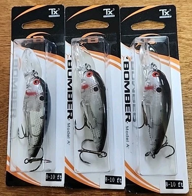 Lote de 3. Bombardero Modelo A 7A. Flash plateado/parte posterior negra.  2 5/8", 1/2 oz, 8-10 pies. Foto 1 de 4