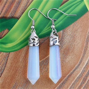 Pendientes colgantes de moda chakra punto hexagonal opalita cristal piedras preciosas blanco - Imagen 1 de 5