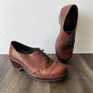 Dansko Jazz Brown Wedge Heel Leather Platform Oxford Lace Up Shoes EU38 US 7.5-8 - Picture 1 of 10