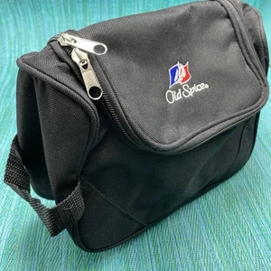 Old Spice Black Nylon Toiletry Travel Dopp Bag Embroidered Logo Vintage Canvas - Picture 1 of 10