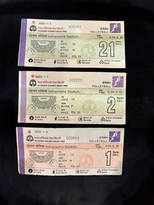 Vintage IX Asian Games Delhi 1982 Volleyball Ticket Stubs Lot Of 3 - Picture 1 of 2