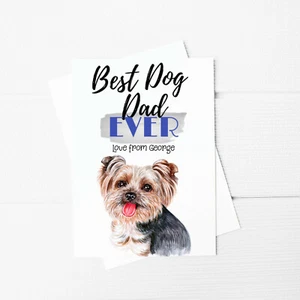 Best Dog Dad Ever Yorkshire Terrier A5 Greeting Card Father's Day Card - Picture 1 of 1