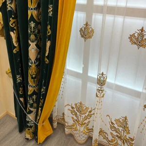 Custom European luxury velvet green cloth blackout curtain valance drape C997 - Picture 1 of 12