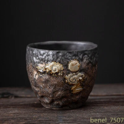 Juego de tazas de cerámica de hoja de loto esmalte de hierro chino taza de té tazón de té ceremonia Foto 1 de 4