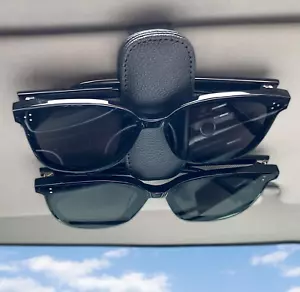 Sunglass Holder for Car Visor Clip, Magnetic Leather Eyeglass Hanger Clip for Ca - Picture 1 of 12