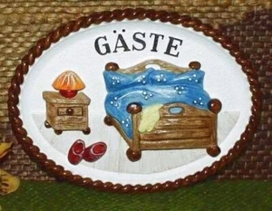 T-03-1919-20 - Keramik-Türschild - Gäste - braun - Handarbeit - Restbestand - Bild 1 von 1