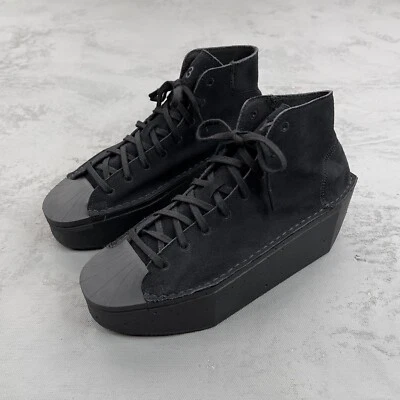 NEW Y-3 Brick Court Hi Black Suede Leather Platform Sneakers Size 8.5 NEW - Image 1 of 4