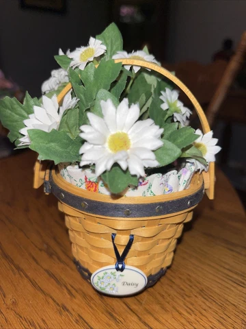 LONGABERGER MINI DAISY BASKET,  FABRIC, PROTECTOR, FLOWERS, TIE-ON, MINIATURE Cover