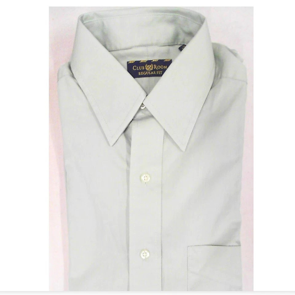 Camisa de vestir Club Room para hombre con botones M 15 manga corta ajuste regular verde espuma de mar Foto 1 de 1