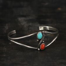 VTG Sterling Silver - NAVAJO Turquoise & Coral 6