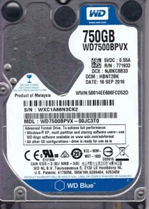 Western Digital WD7500BPVX-00JC3T0 HBNT2BK 750GB SATA Malaysia 2.5" HDD 5411 - Picture 1 of 2