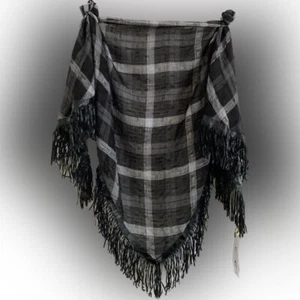 π€π©Ά BCB Generation Triangle Plaid Scarf π©Άπ€ with Faux Leather Fringe BNWT - Picture 1 of 5