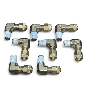 (8 qty) 1/16” NPT Male x 1/8” Tube OD Compression 90 Degree Elbow Brass Fitting - Picture 1 of 1