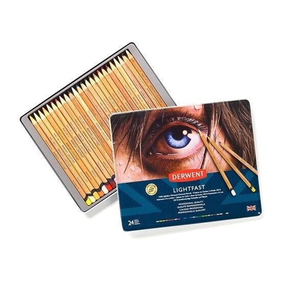 Derwent Lightfast Coloured Pencils Tin of 24 2302720 - Image 1 of 1