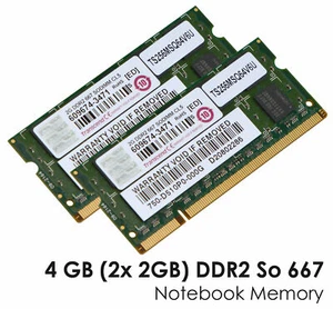 4GB (2x2GB) Memory Transcend DDR2 667 So 750-D510P0-000G 2xS51 - Picture 1 of 1