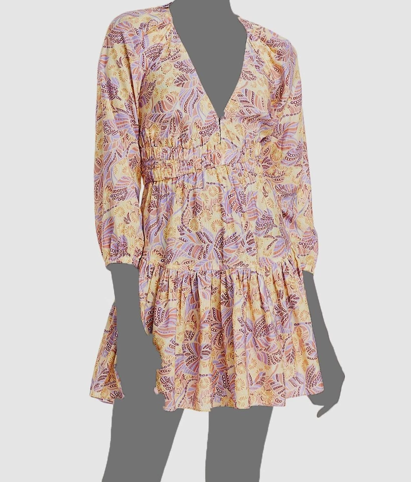 A.L.C. Women's Yellow Pastel Ruched Crisscross V-Neck Isla Dress Size 0