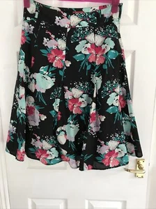 MONSOON BLACK MIX FLORAL PRINT FLARED SILK MIX SKIRT SIZE 12 - Picture 1 of 5