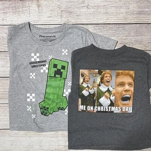 Lot of Boys Christmas T-Shirts Size S (6-7). NWT! Minecraft And The Elf. - Picture 1 of 7