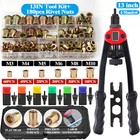 180PCs Rivet Gun Kit Rivnut Setting Tools Nut Setter Tool Hand Blind Riveter Gun