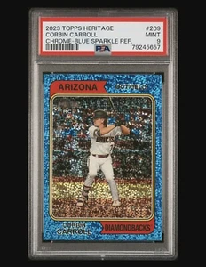 2023 Topps Heritage Chrome Blue Sparkle #209 Corbin Carroll RC PSA 9 - Bild 1 von 3