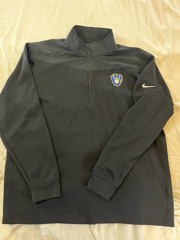 Milwaukee Brewers Nike 1/4 Zip Pullover XL Black Sweatshirt Jacket Cover